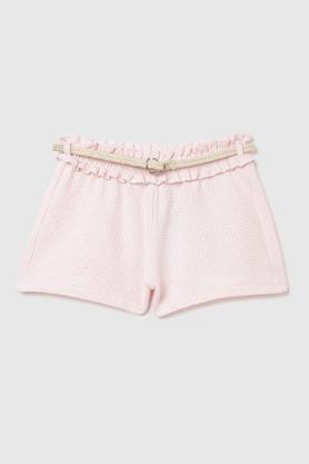stripes cotton regular fit girls shorts - pink