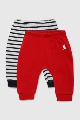 stripes cotton regular fit infant boys track pants - navy