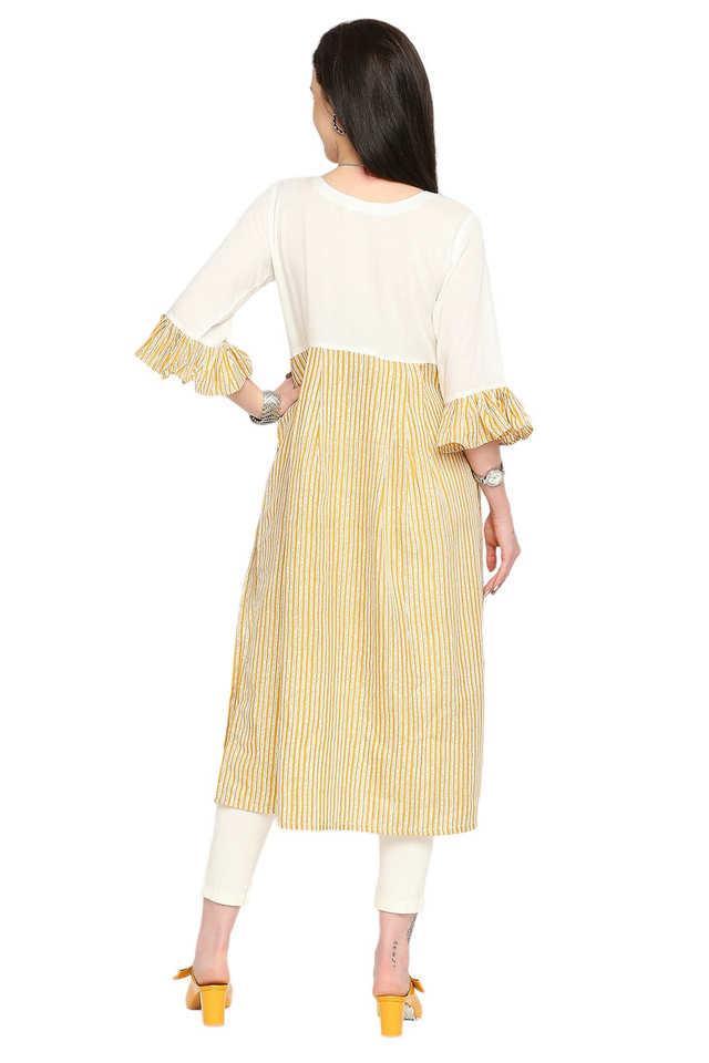 stripes cotton regular fit maternity cum nursing womens kurta