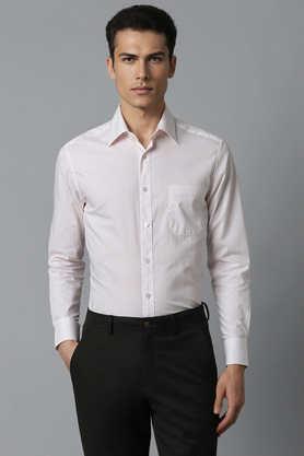 stripes cotton regular fit men's formal shirt - pink