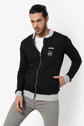 stripes cotton regular fit men's jacket - multi