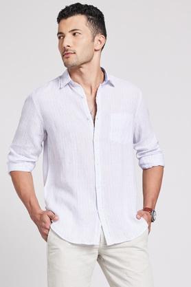 stripes cotton regular fit men's shirt - white