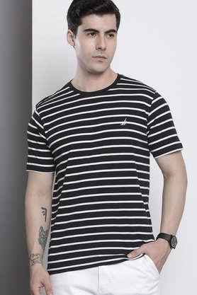 stripes cotton regular fit men's t-shirt - black