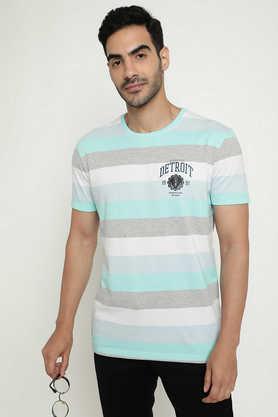 stripes cotton regular fit men's t-shirt - green