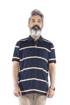 stripes cotton regular fit men's t-shirt - navy