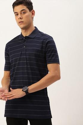 stripes cotton regular fit men's t-shirt - navy