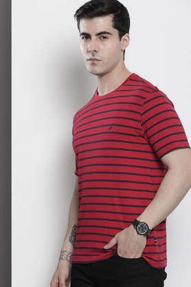 stripes cotton regular fit men's t-shirt - red