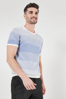 stripes cotton regular fit men's t-shirt - white