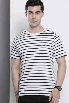 stripes cotton regular fit men's t-shirt - white