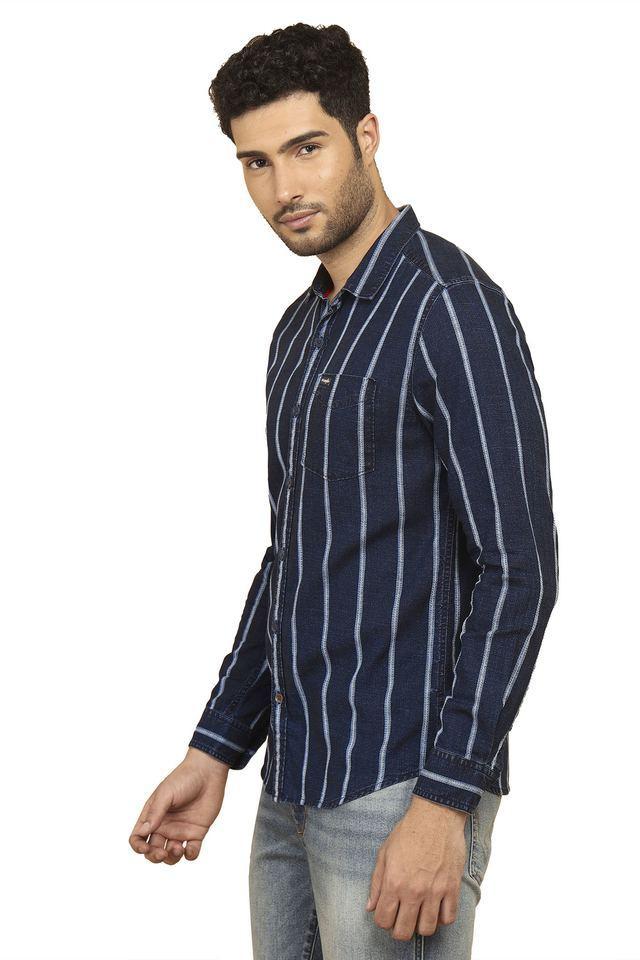 stripes cotton regular fit mens casual wear shirt