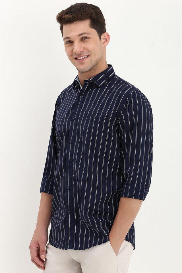 stripes cotton regular fit mens formal shirt