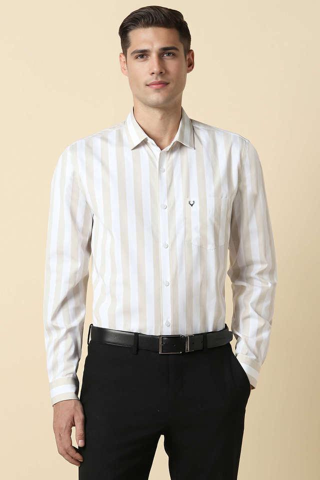 stripes cotton regular fit mens formal wear shirt