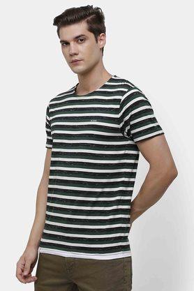 stripes cotton regular fit mens t-shirt - green