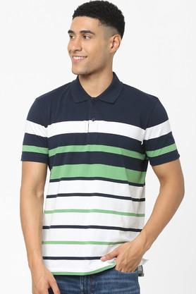 stripes cotton regular fit mens t-shirt - green