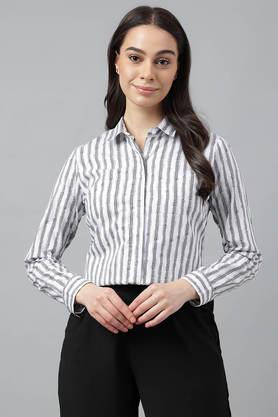 stripes cotton regular fit women's shirt - multi