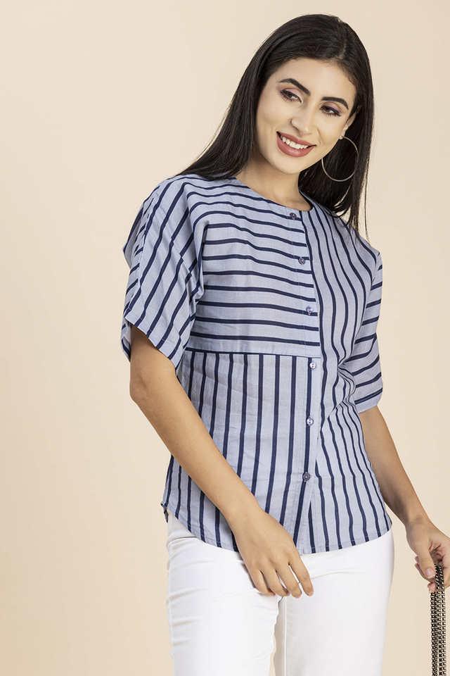 stripes cotton regular fit womens casual shirt