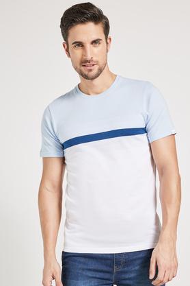 stripes cotton regular mens t-shirt - aqua