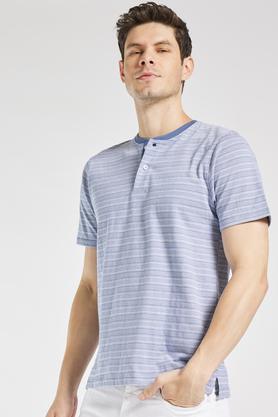 stripes cotton regular mens t-shirt - blue