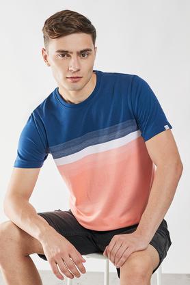 stripes cotton regular mens t-shirt - peach