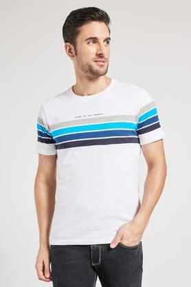 stripes cotton regular mens t-shirt - white