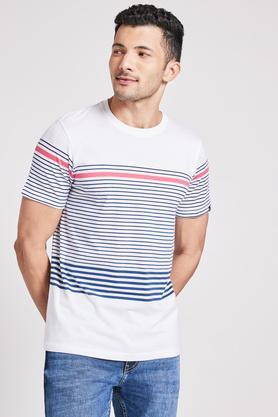 stripes cotton regular mens t-shirt - white