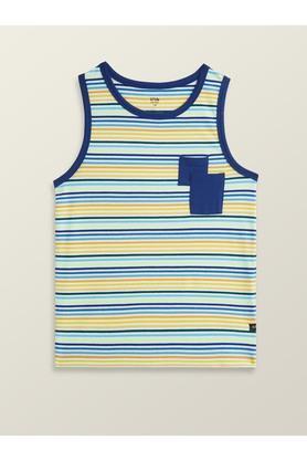 stripes cotton relaxed fit boys vest - multi