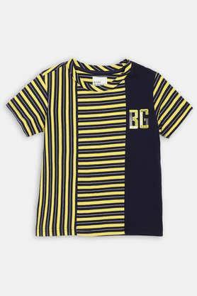 stripes cotton round neck boys t-shirt - multi