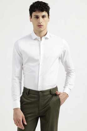 stripes cotton slim fit men's casual wear shirt - white