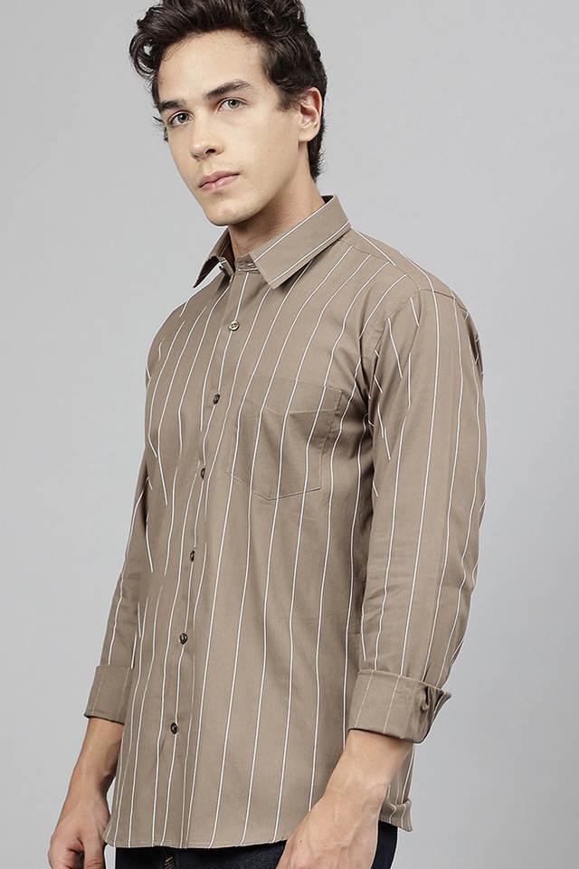 stripes cotton slim fit mens casual shirt