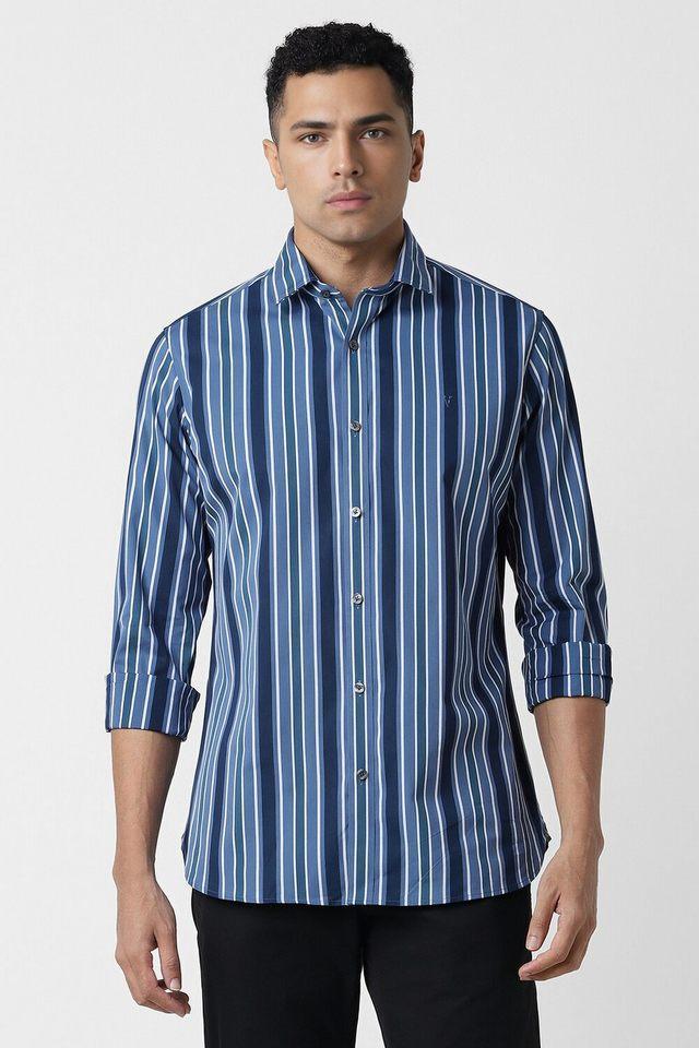 stripes cotton slim fit mens casual shirt