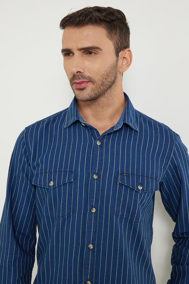 stripes cotton slim fit mens casual shirt