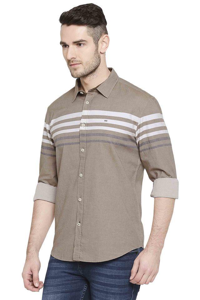 stripes cotton slim fit mens casual shirt