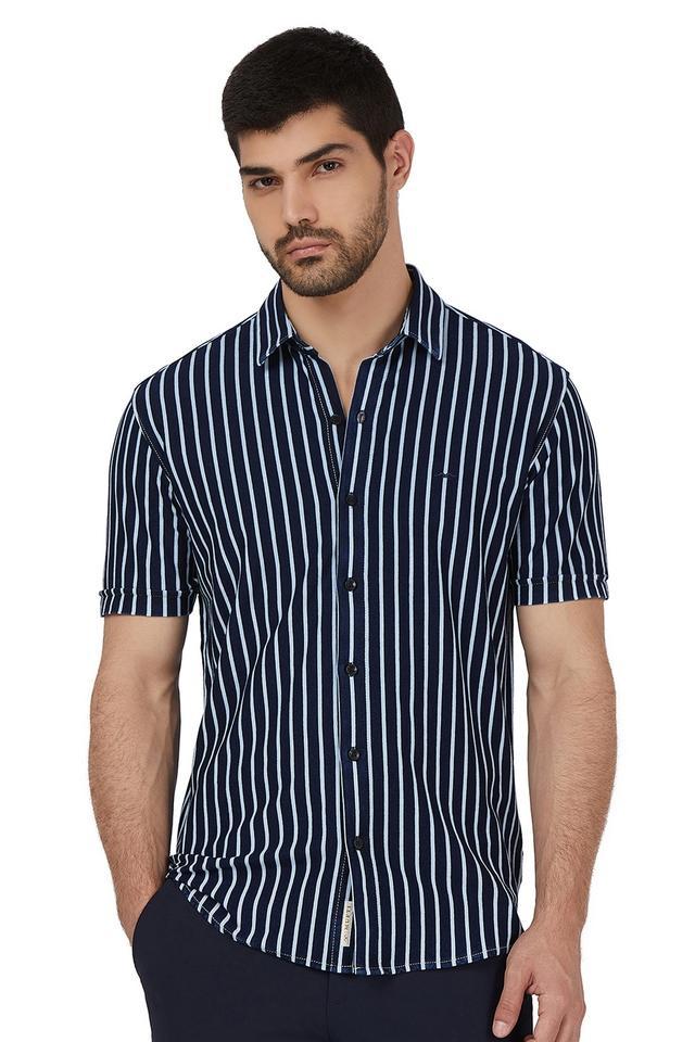 stripes cotton slim fit mens casual shirt