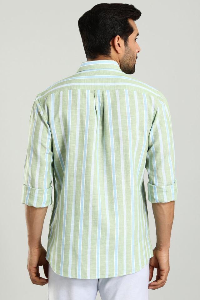 stripes cotton slim fit mens casual shirt