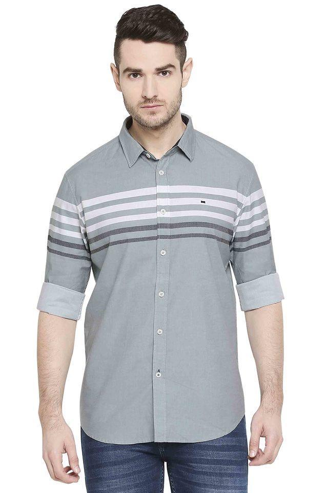 stripes cotton slim fit mens casual shirt