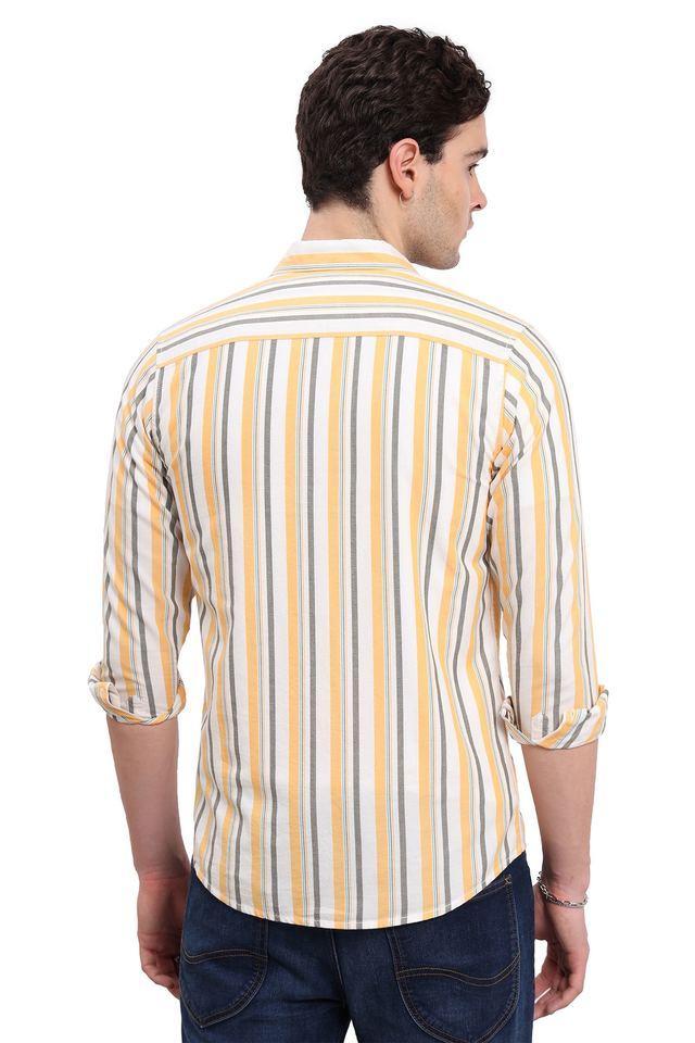 stripes cotton slim fit mens casual wear shirt