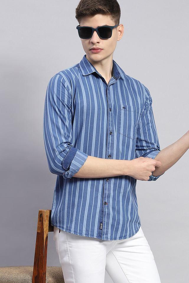 stripes cotton slim fit mens casual wear shirt