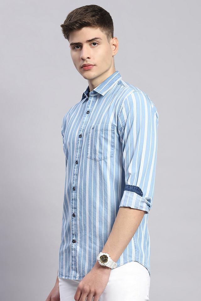 stripes cotton slim fit mens casual wear shirt