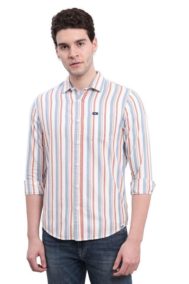 stripes cotton slim fit mens casual wear shirt