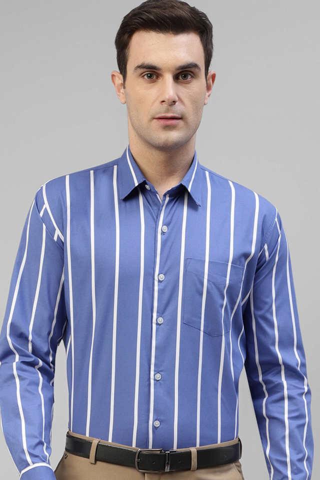 stripes cotton slim fit mens formal shirt