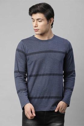 stripes cotton slim fit mens t-shirt - blue