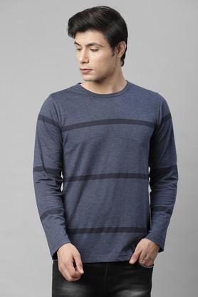 stripes cotton slim fit mens t-shirt - charcoal