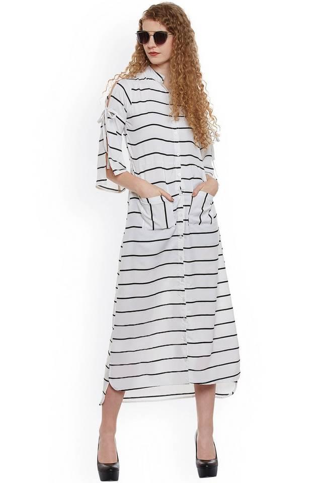 stripes crepe collared womens mini dress