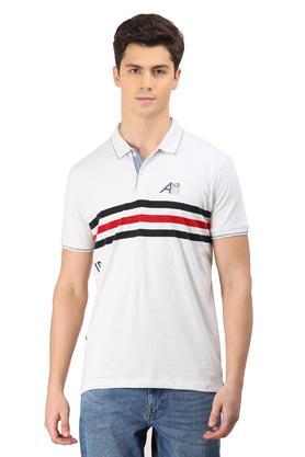 stripes fit mens t-shirt - natural