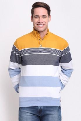 stripes fleece high neck men's sweatshirt - multi