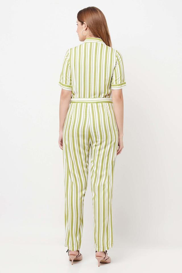 stripes half sleeves lyocell womens jumpsuit