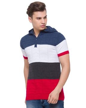 stripes hooded t-shirt