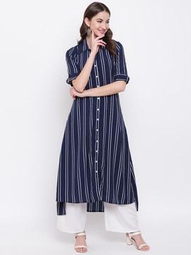 stripes kurta with collar