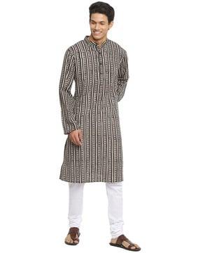 stripes long cotton kurta