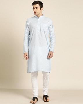 stripes long kurta with patch pocket